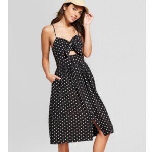 Xhilaration Polka Dot Sundress with keyhole and bow  M